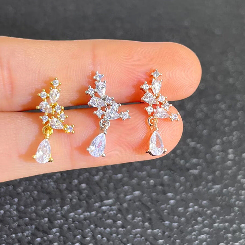 Thin Rod Ear Micro Inlaid Zircon Rings