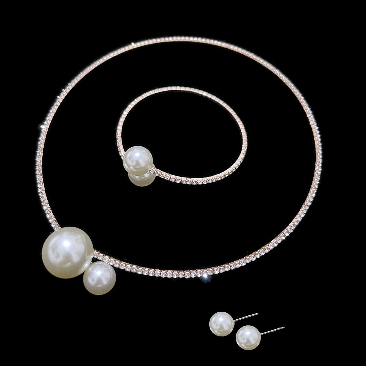 Women's Simple Clavicle Chain Full Diamond Large Jewelry Set