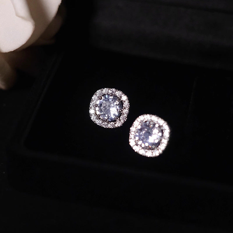 Women's Sterling Sier Needle Topaz Blue Zircon Earrings