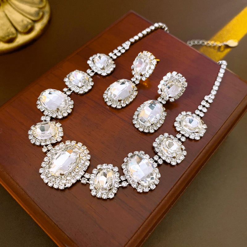 Diamond Geometric Suite Light Luxury Clavicle Jewelry Set