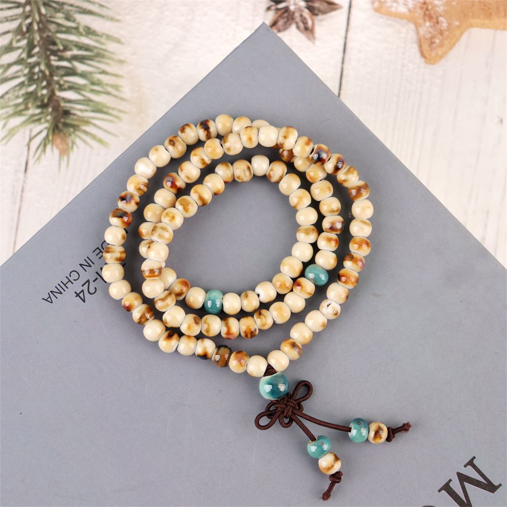 Women's Chinese Style Three-circle Twin Beads Ceramic Bracelet