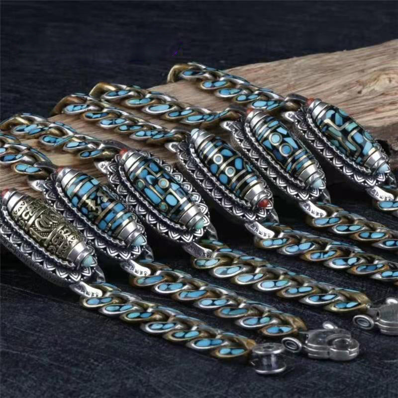 Men's Personality Retro Lucky Rotating Bead Flower Bracelets