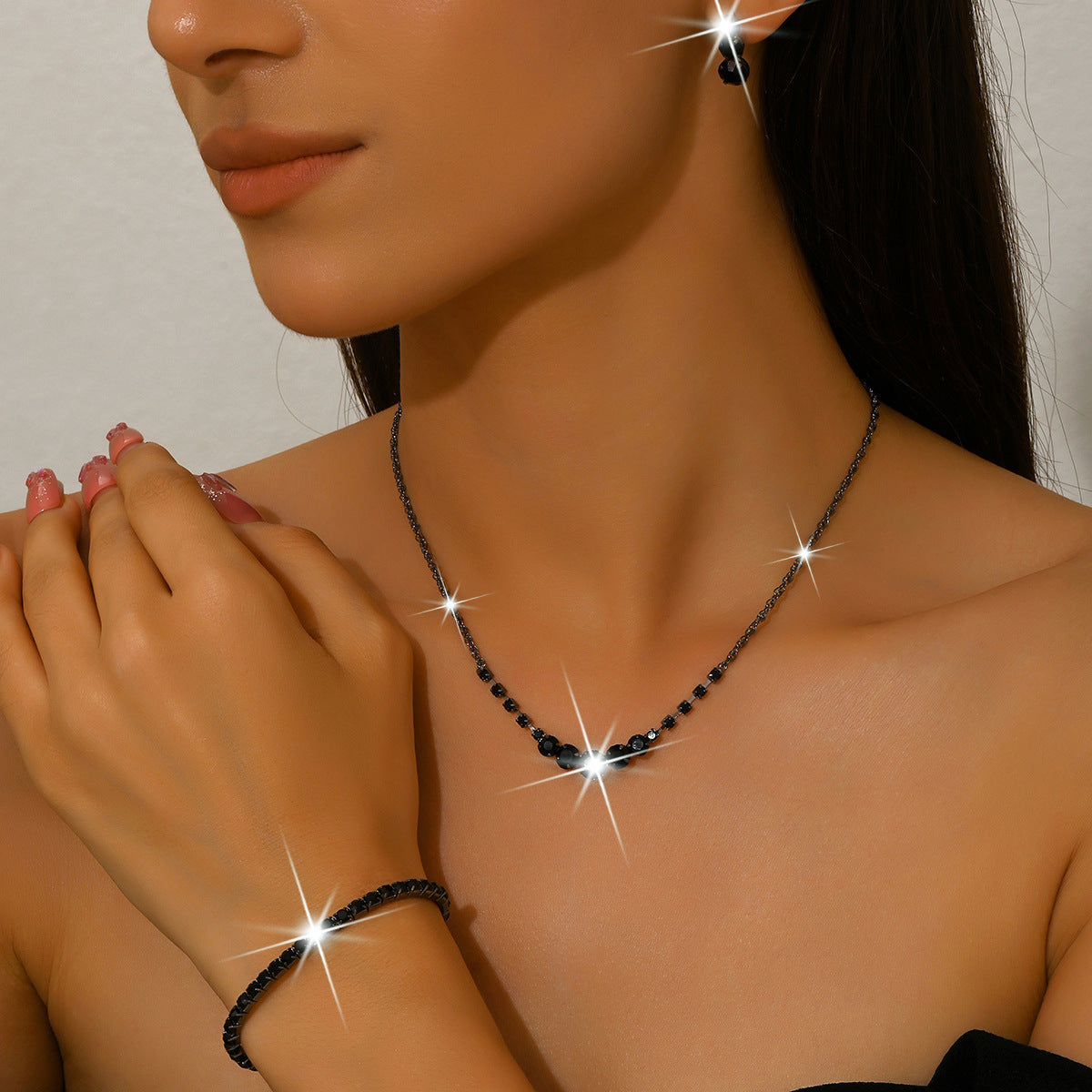 Simple Rhinestone Geometric Fashion Daily Commuter Jewelry Set