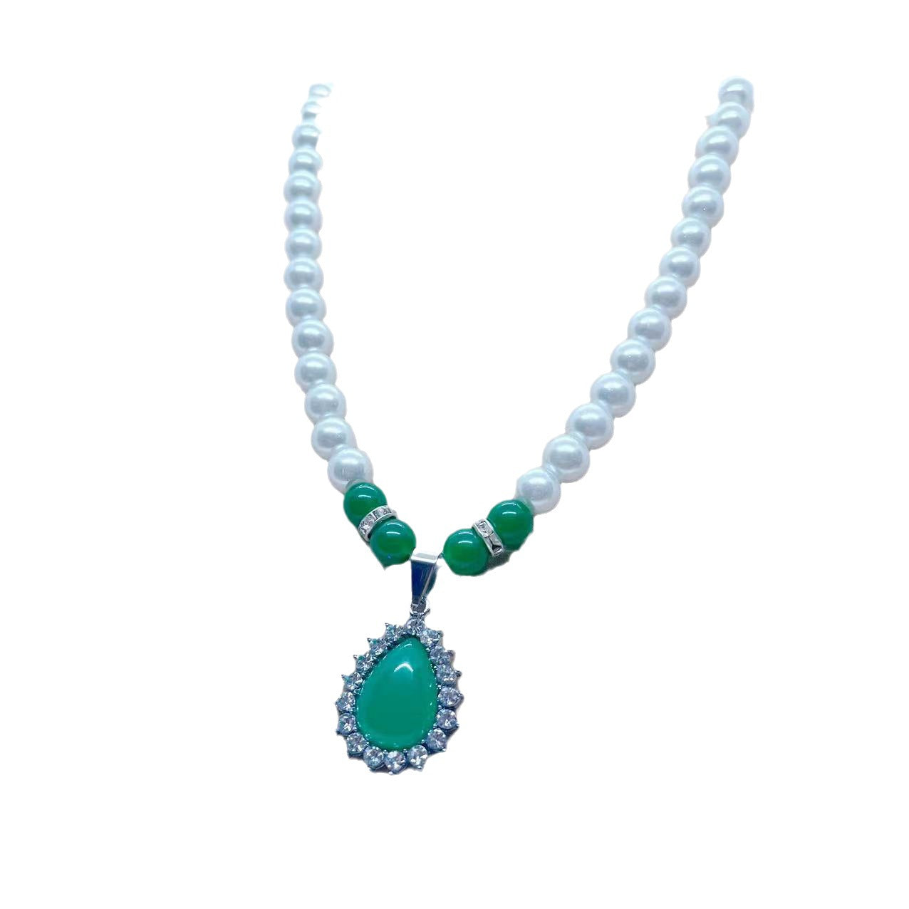 Glass Spot Drill Green Chalcedony Mother's Day Gift Necklaces
