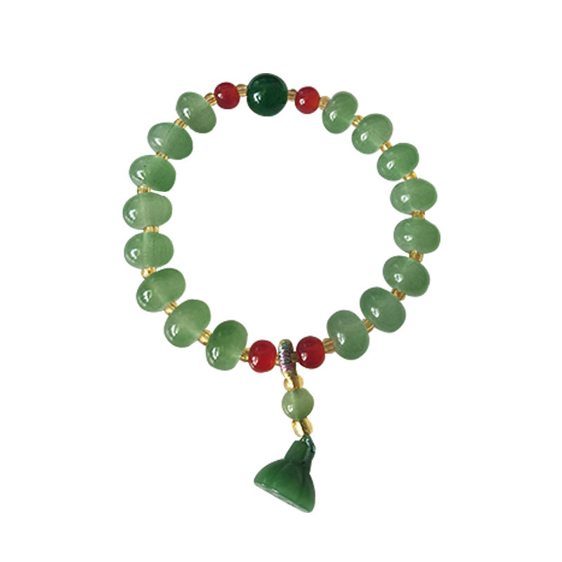 National Style Lotus Seedpod Colorful Jade Material Blessing Tassel Female Bracelet