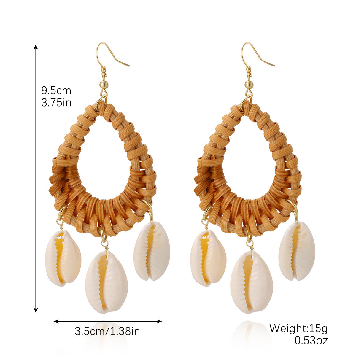 Bamboo Rattan Hand-woven Retro High-key Eardrop Earrings