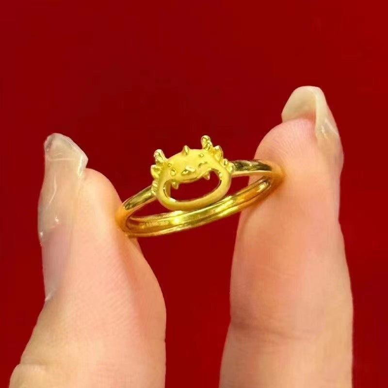 Gold Lucky Four-leaf Clover Opening Adjustable Rings