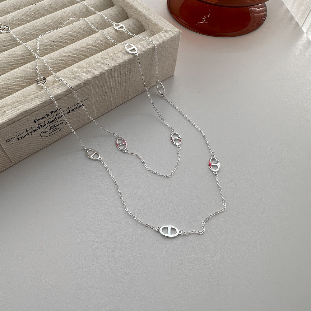 Women's Sterling Sier Pig Nose For Design Light Necklaces