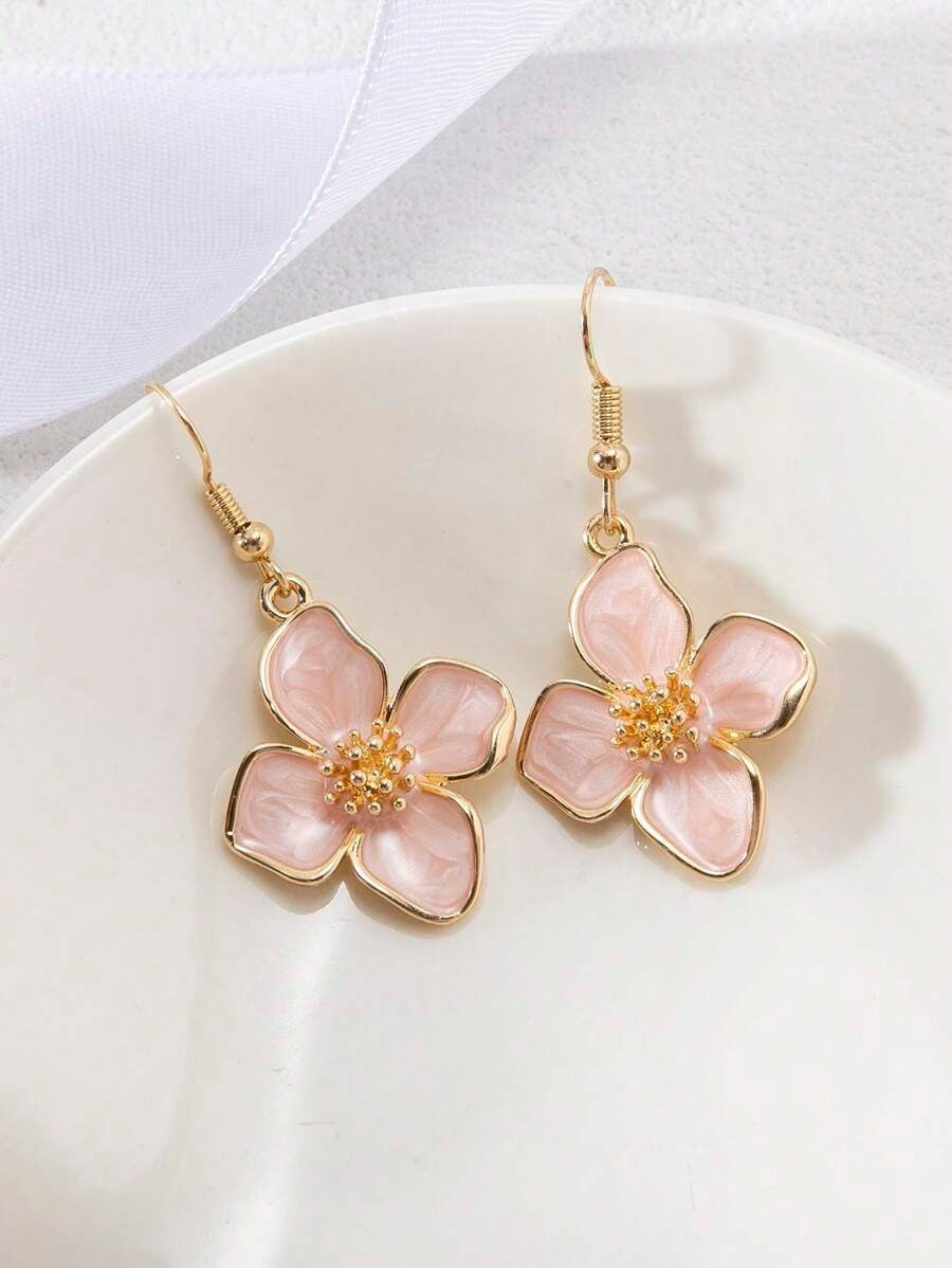 Women's Simple Design Glaze Flowers For Vacation Style Colorful Flower Ear Hook