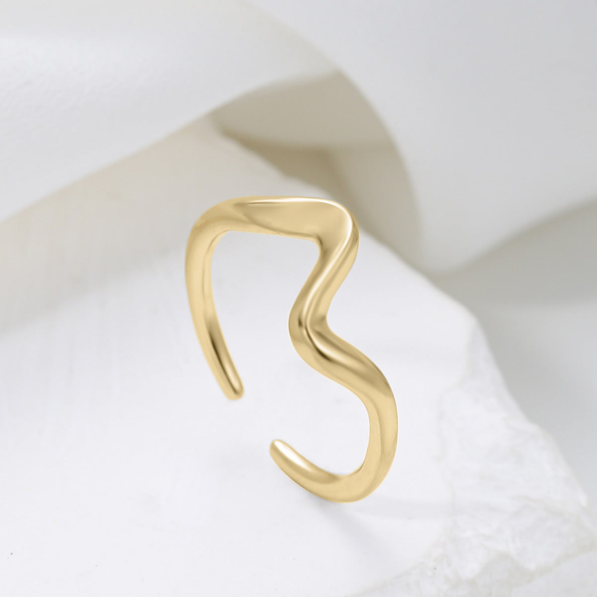 Korean Style Artistic Metal Personality Water Ripple Irregular Line Rings