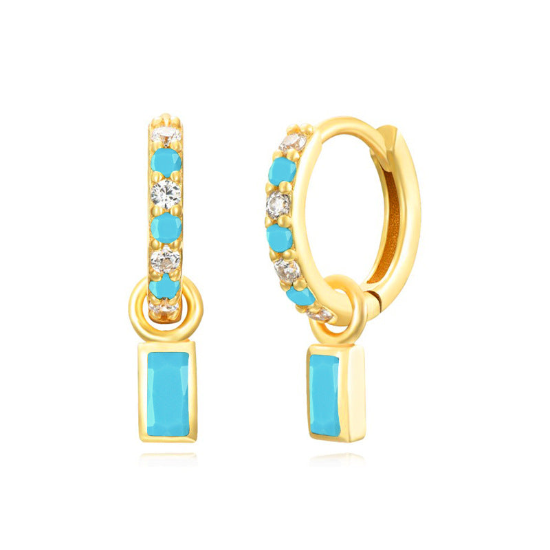 Light Luxury Sier Needle Geometric Ear Female Water Drop Leaf Stud Earrings