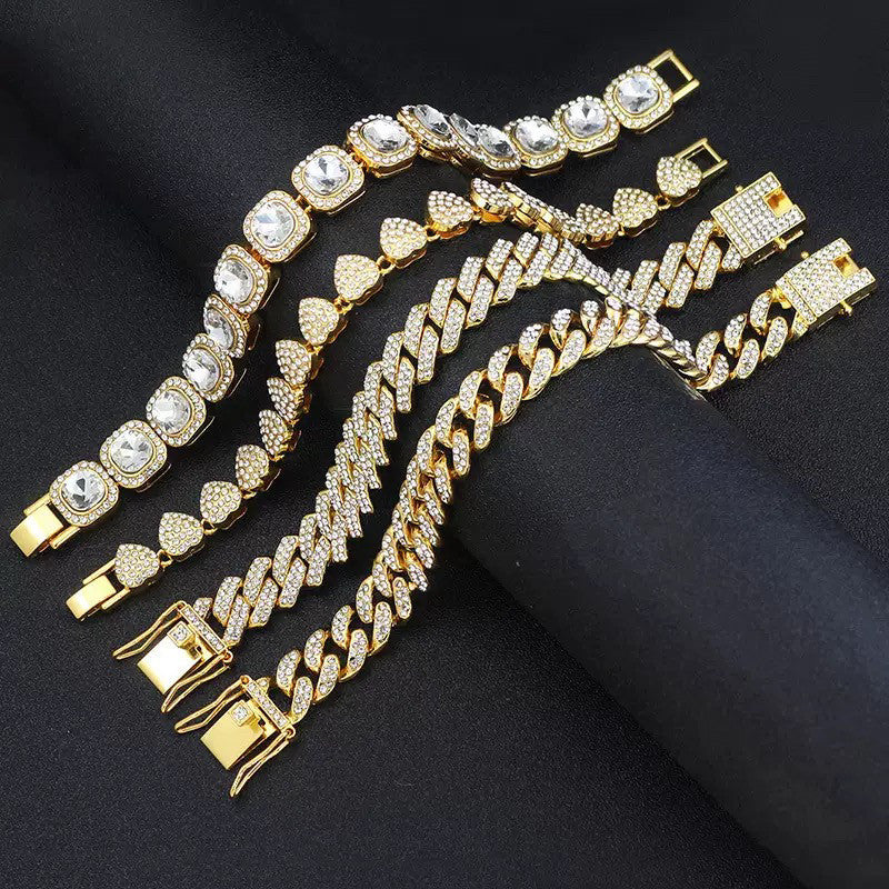 Women's & Men's Cuban Link Chain Hip Hop Alloy Affordable Luxury Bracelet