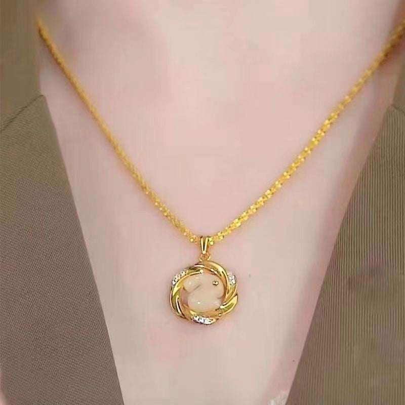 For Girlfriend Bunny Rabbit Three Lucky Birthday Clavicle Necklace