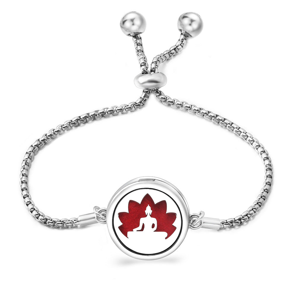 Fashion Angel Wings Box Essential Oil Diffuser Stainless Steel Adjustable Bracelet