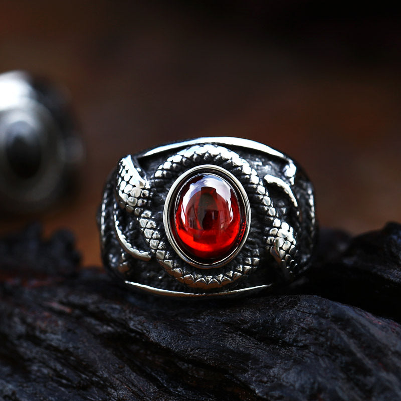 Men's Steel Inlaid Jewel Retro Personality Double-headed Rings