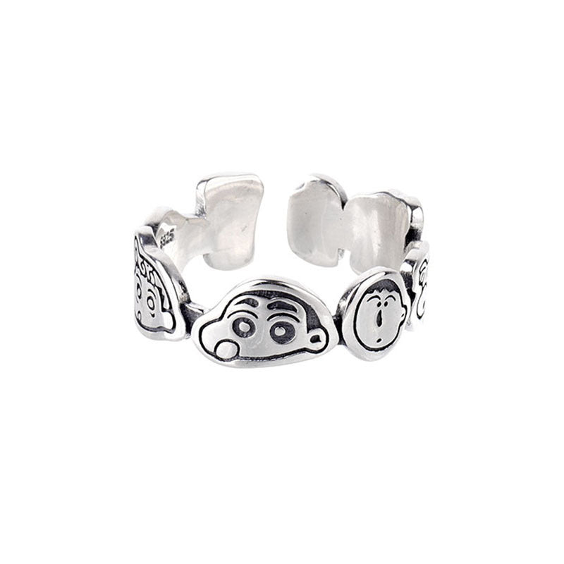 Cute Anime Cartoon Figures Small Female Niche Design Adjustable Ring