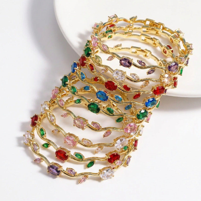 Tulip Colorful Crystals Gem Flower Light Bracelet