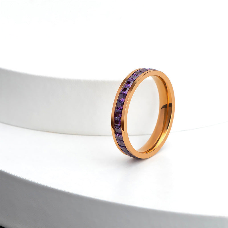 Personalized Color Female Titanium Steel Full Diamond Index Finger Ring