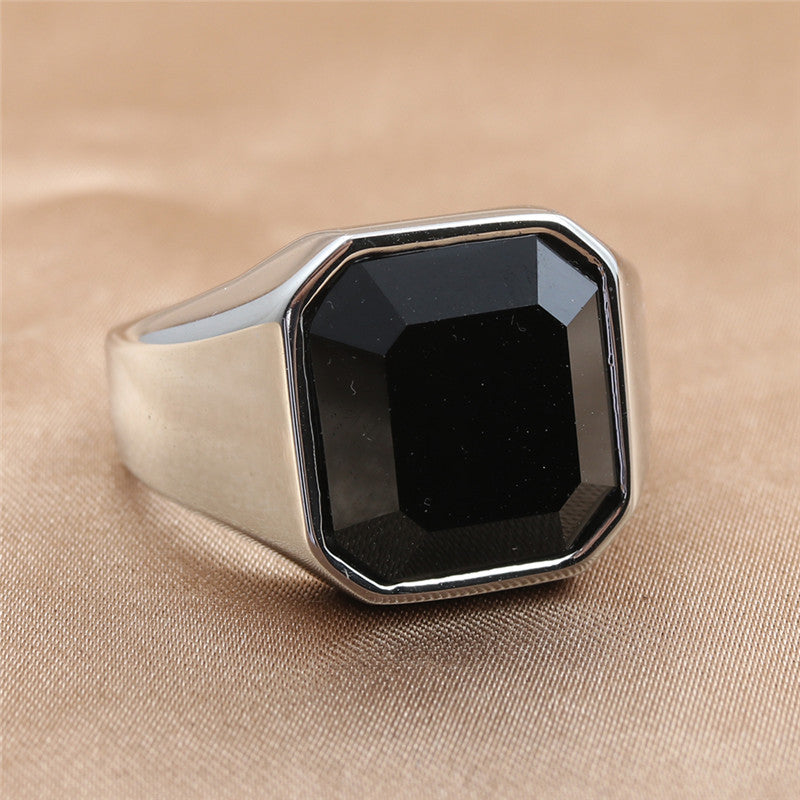 Men's Steel Gemstone Retro Trendy Personality Punk Rings