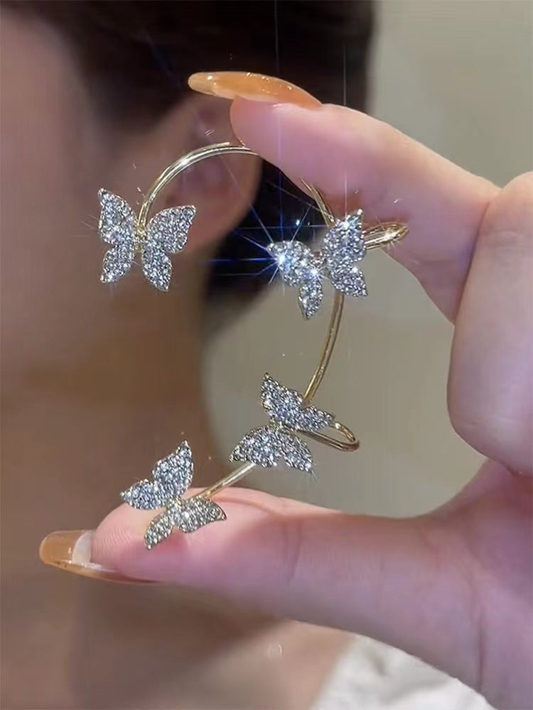 Niche Elf Butterfly Clip Light Luxury Earrings