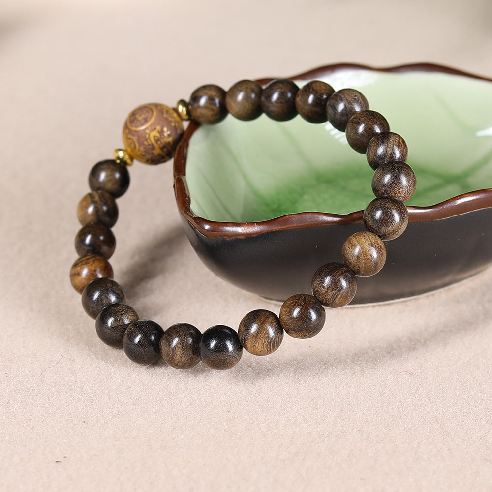 Boxwood Carving Money Drawing Pi Spacer Beads Bracelet