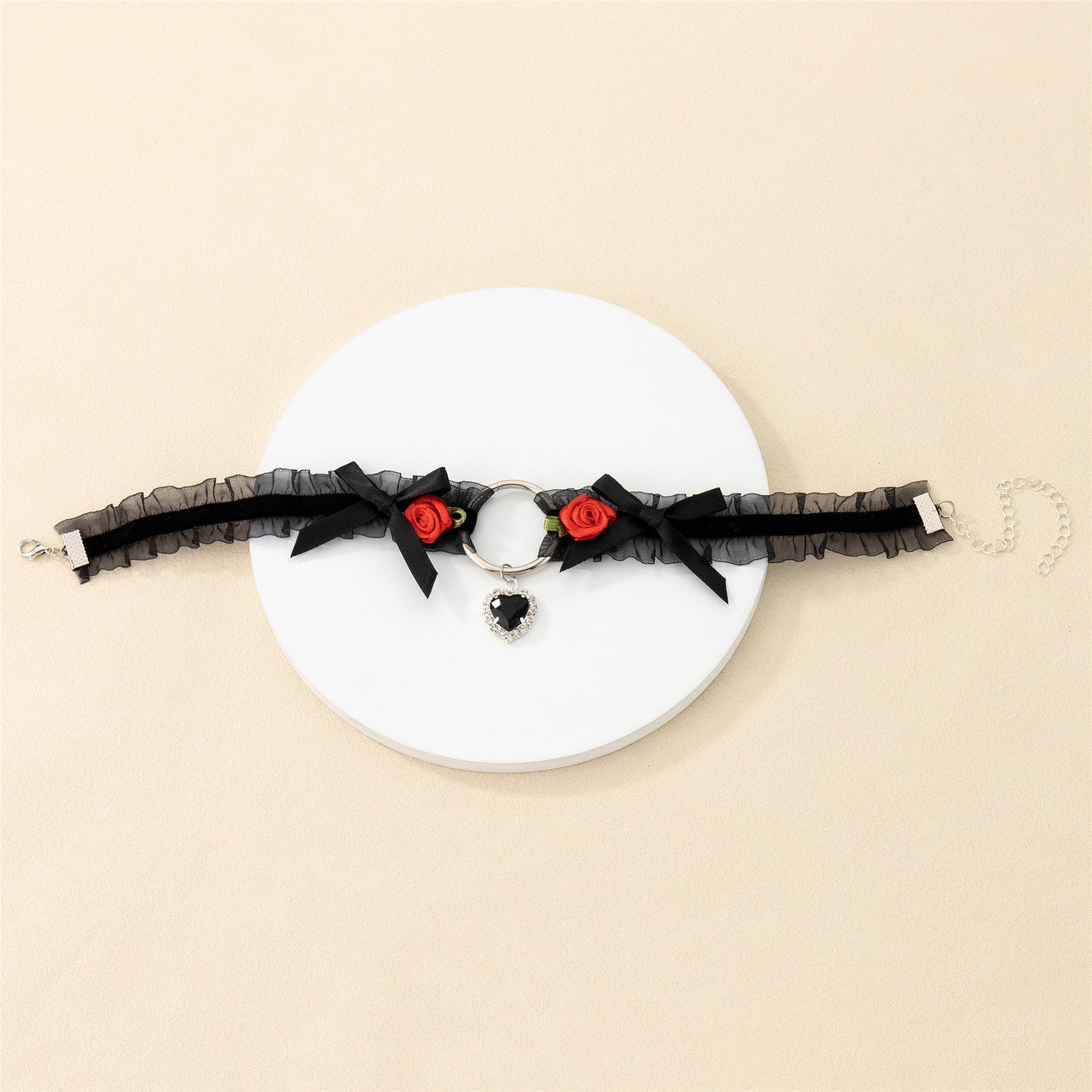 Women's Rose Cute Lace Lolita Crystal Choker Necklaces