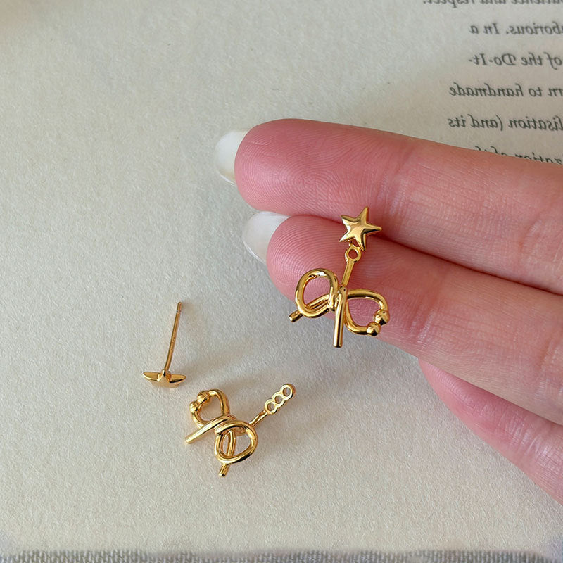 Women's Front Rear Wear Bow Small Refined Personalized Sweet Trendy Earrings