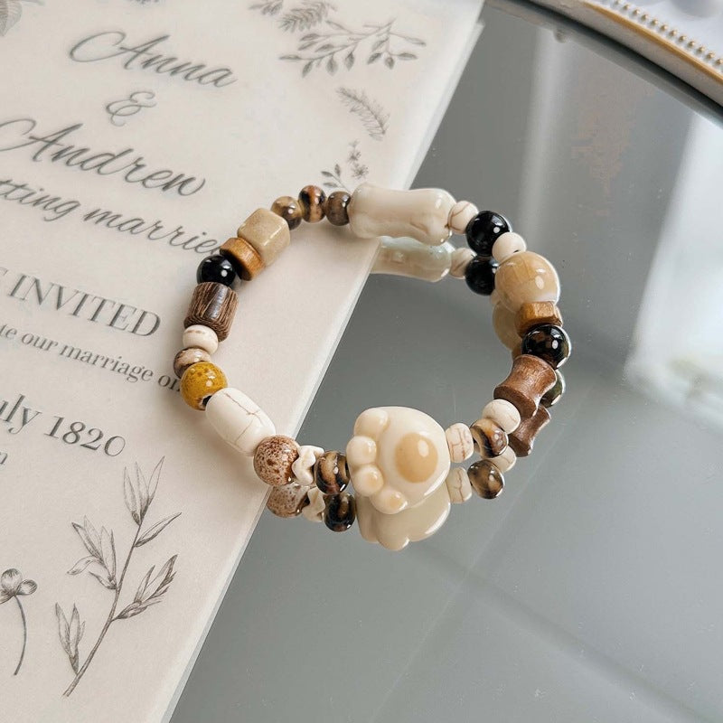 Ceramic Gift Chinese Style Cat's Paw Bracelets