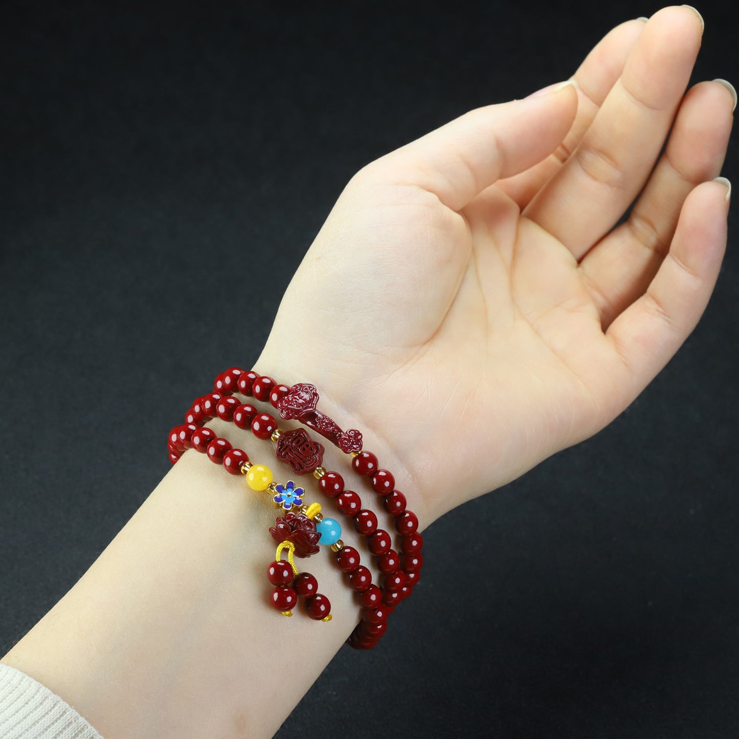 Three-ring Female Niche Exquisite Light Luxury Lucky Bag Beaded National Pendants