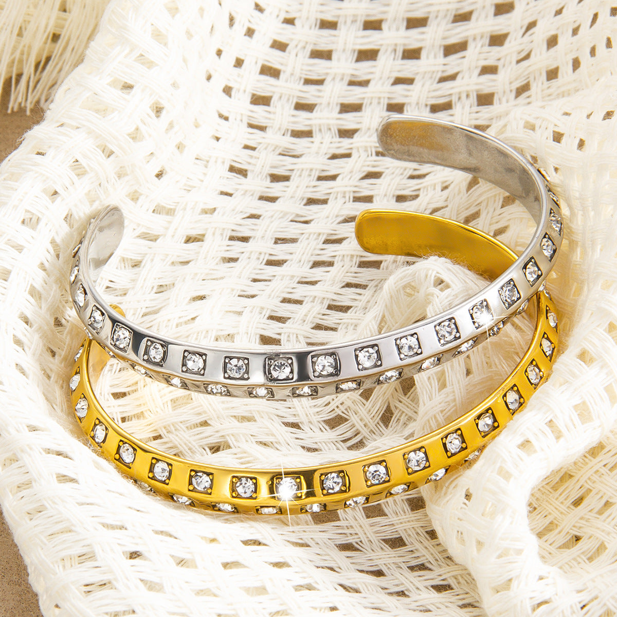 Women's Light Luxury Diamond Gold-plated Zircon Titanium Steel Adjustable Bracelets