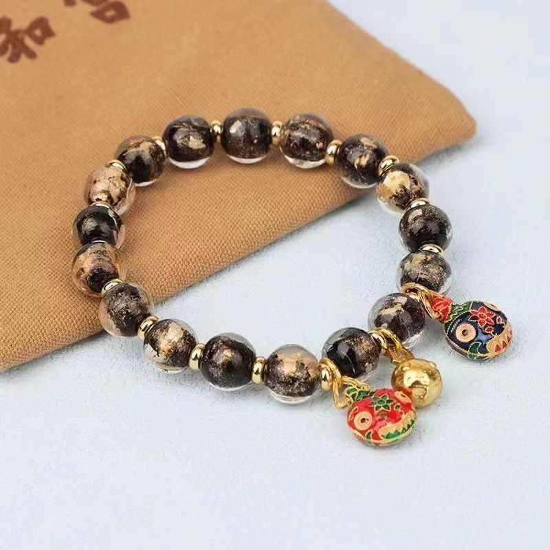 Glass Gold Beads Swallowing Beast Holiday Gift Bracelet