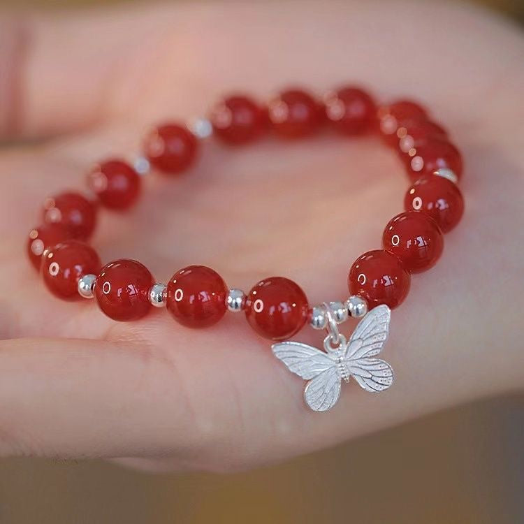 Red Beads Butterfly Female Niche High Class Elegant For Girlfriends Bracelets