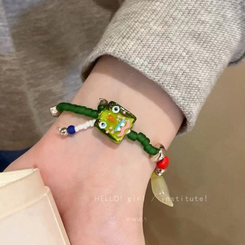 Summer Cute Cartoon Robot Color Beaded Bracelet