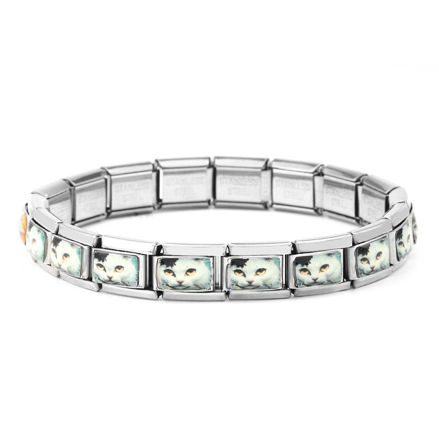 Italian Cartoon Cat Module Stainless Steel Bracelets