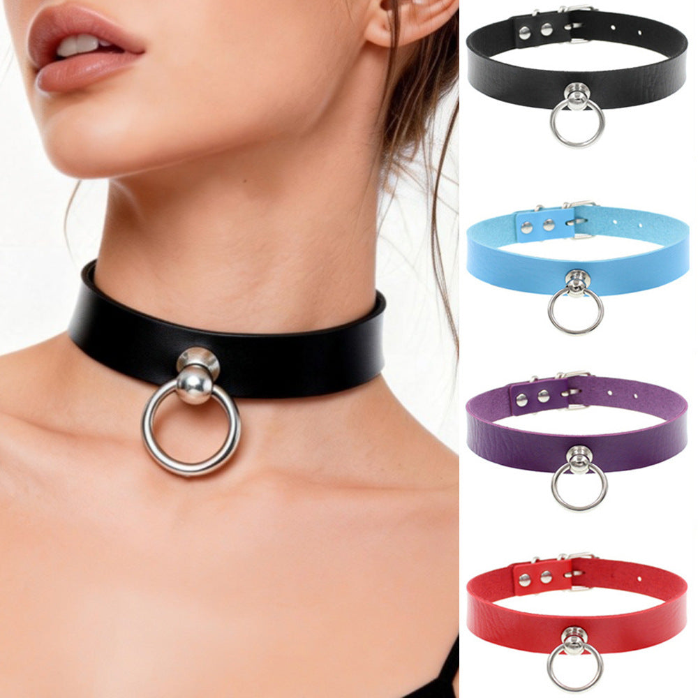 Environmental Protection Leather Soft O-shaped Circle Neckband Punk Gothic Neck Necklace