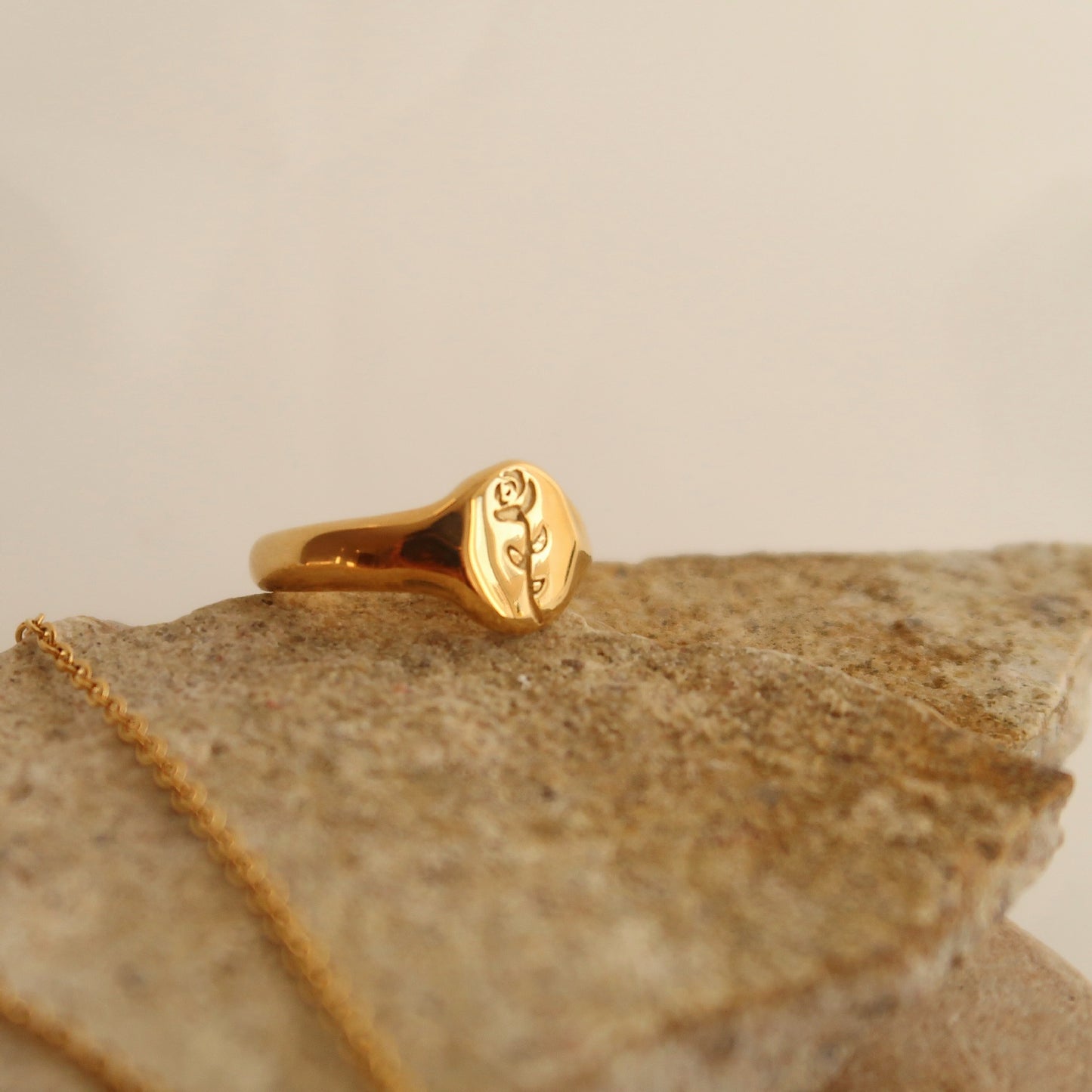 Titanium Steel Gold Plated Retro Simple Rings