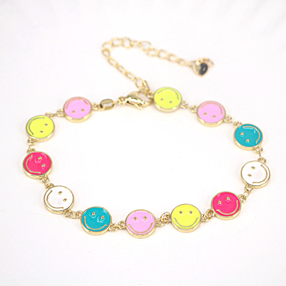 Women's Colorful Smiley Design Simple Bohemian Heart-shaped Couple Bracelet