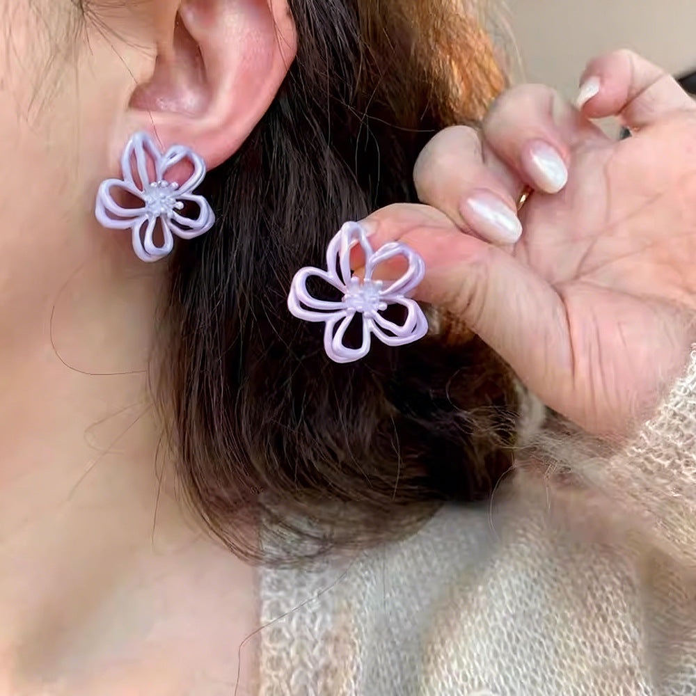 Hollow Flower Fresh Sweet Exaggerating Super Fairy Rings