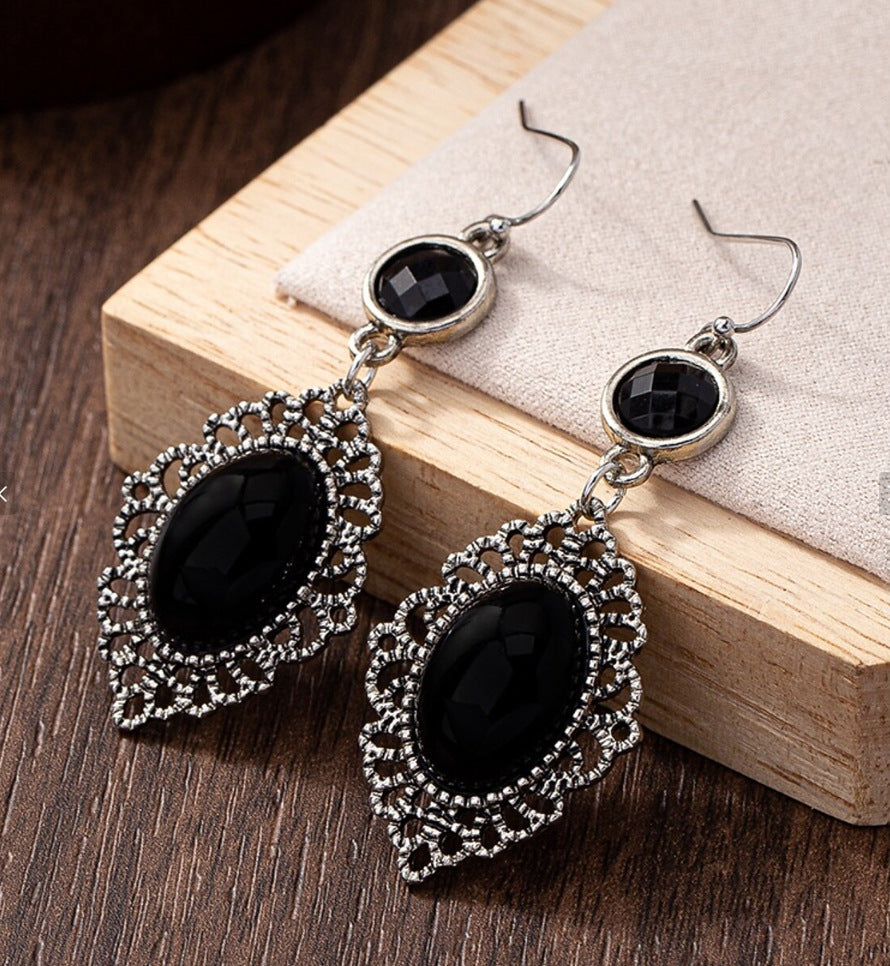 Bohemian Oval Sky Blue Purple Crack Earrings