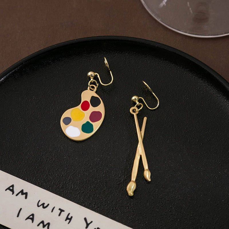 Fun Brush Drawing Board Retro Hipster Style Earrings