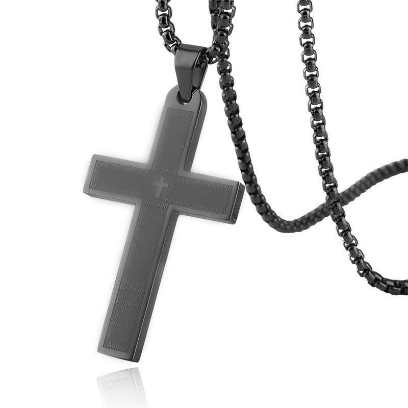 Men's & Women's Stainless Steel Cross Shelf Personalized Hip Hop Titanium Unisex Necklace