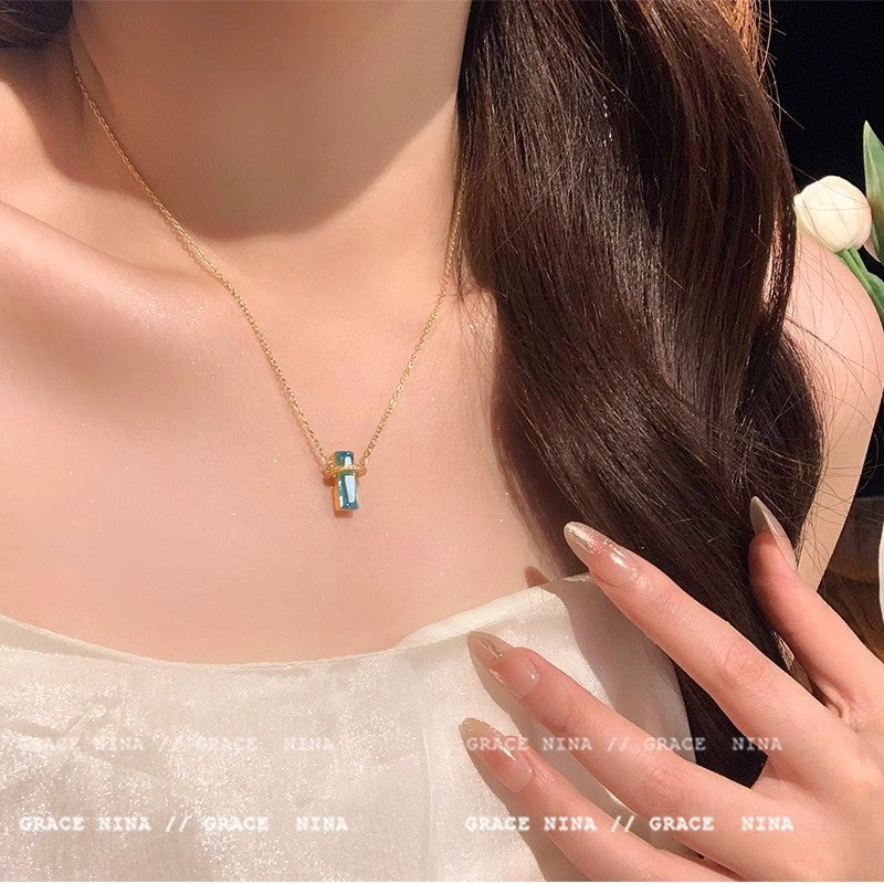 Sparking Zirconium Light Luxury Minority Design Sweet Graceful Bow Necklaces