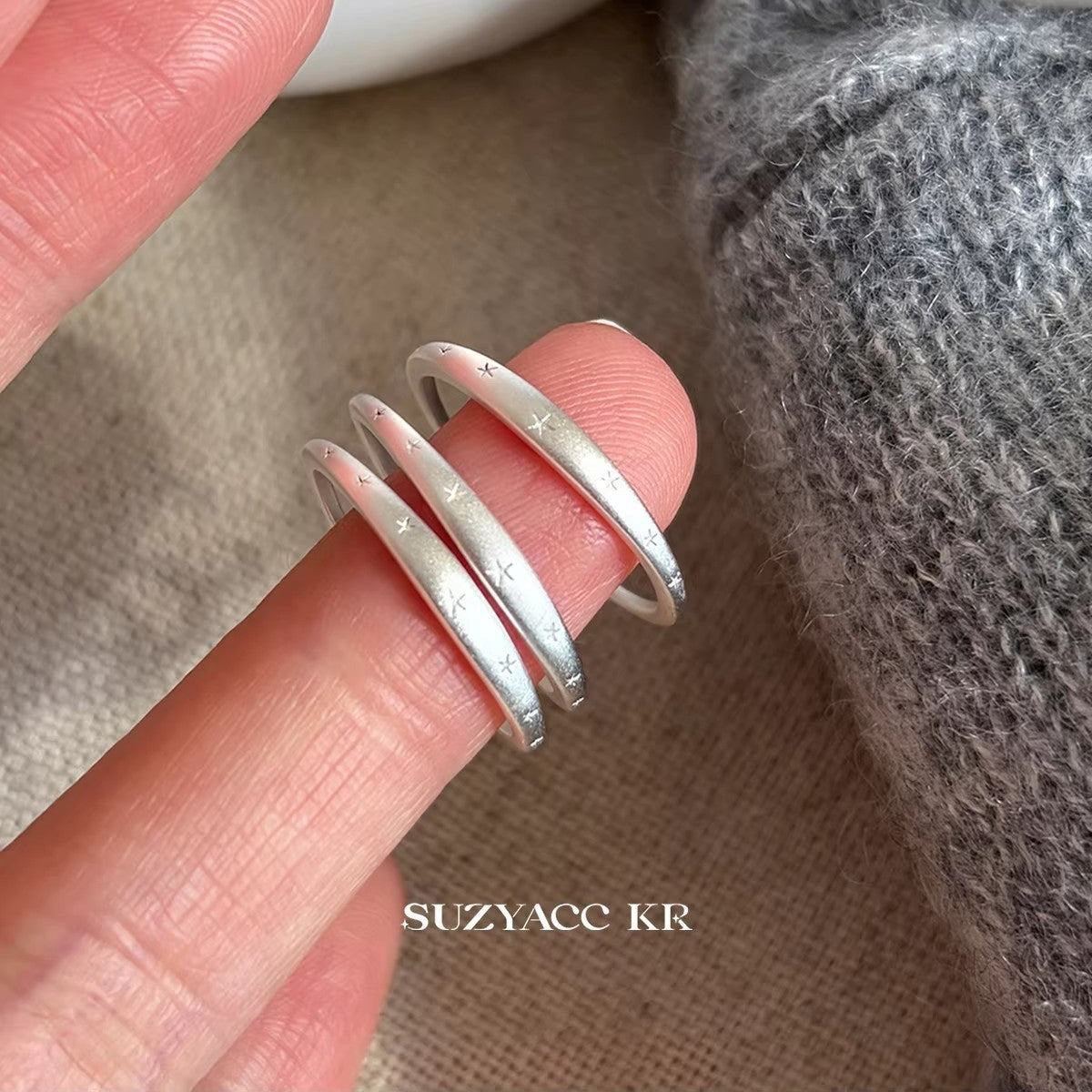 Matte Pentagram Twin Style Advanced Slim Index Ring