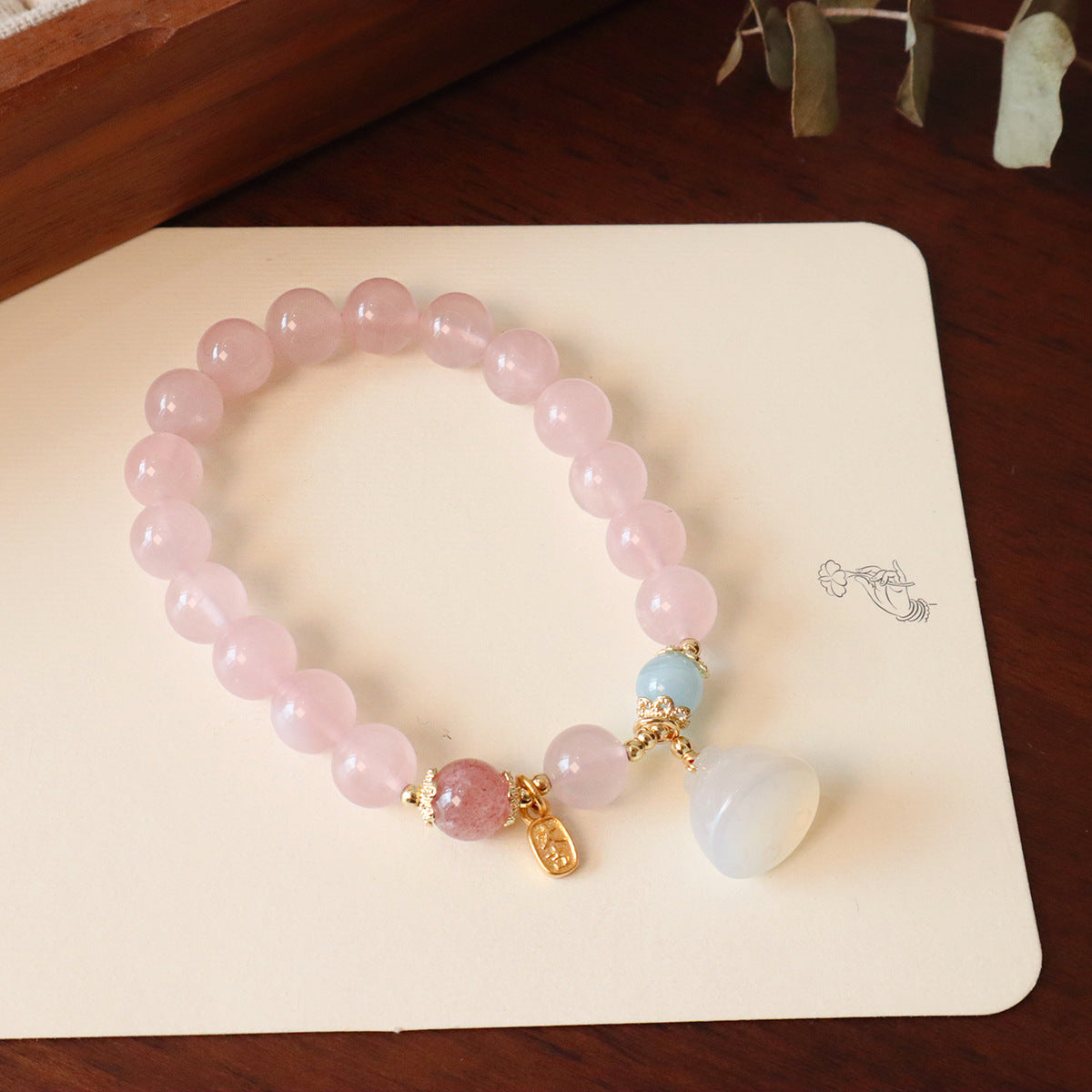 Chinese Style Fresh Natural Pink Crystal Peanut Lotus Bracelet