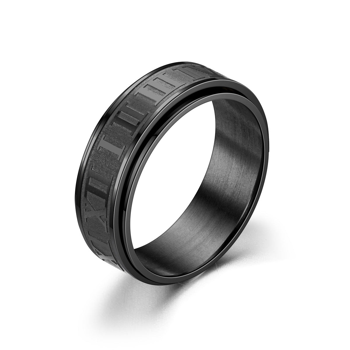 Men's Titanium Steel Roman Numerals Rotatable Chain Ring