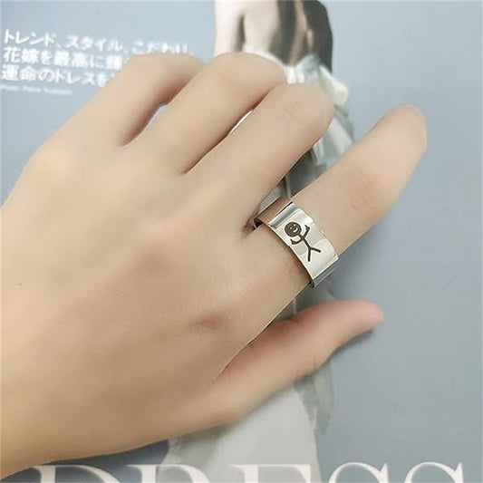Stroke Laser Marking Smiley Face Small Rings