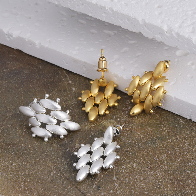 Metal Cold Style Brushed Fashion Personality High Sense Stud Earrings