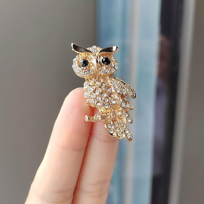 Unique Exquisite Owl Full Diamond Corsage Brooches
