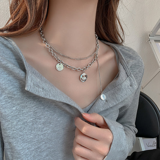 Letter Titanium Steel Female Couple Double Layer Necklaces