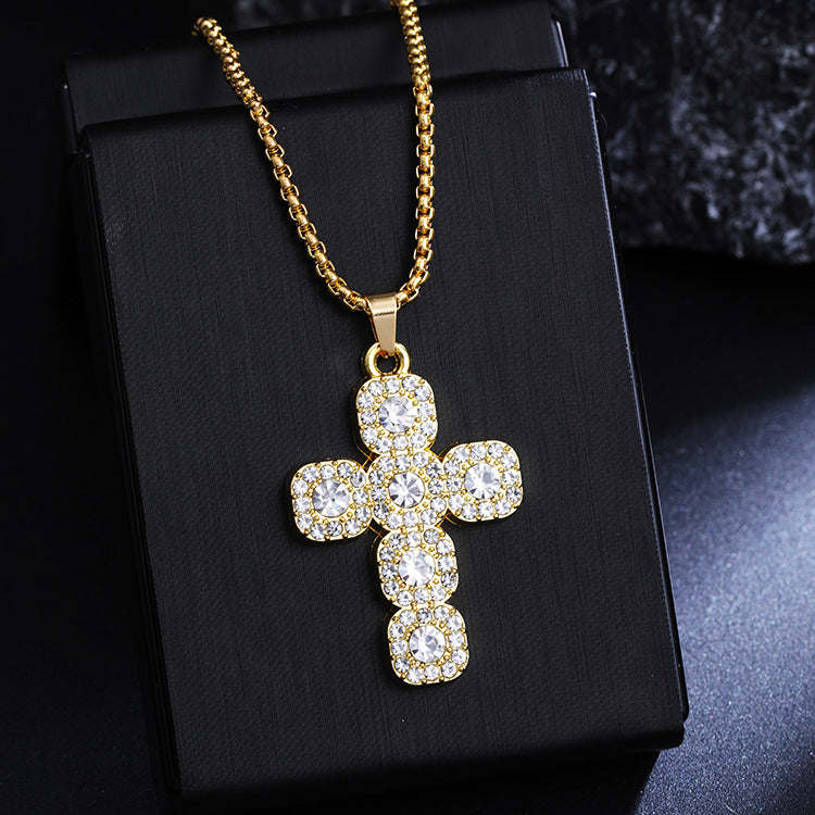Women's & Men's Baroque Cross Hip Hop Versatile Sweater Chain Pendants